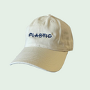 Beige cap with plastic-free on front